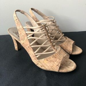 IMPO Real Cork Criss Cross Heels in Size 8